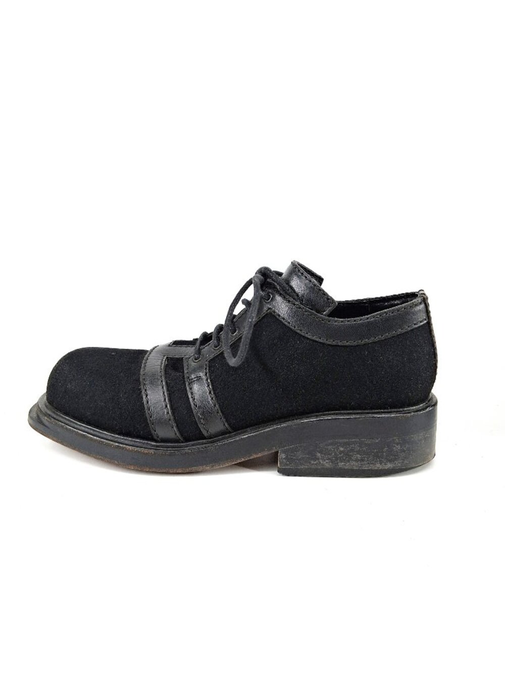 Dirk Bikkembergs Leather Wool Chunky Derby Shoes Black Lace Up Italy Women’s 7 - Picture 3 of 11